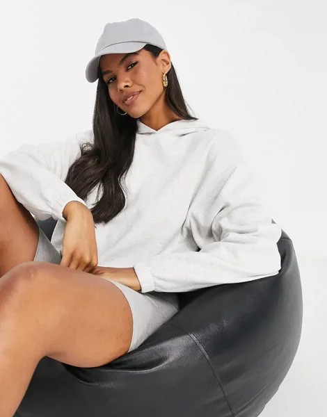 Белый укороченный меланжевый худи-кокон ASOS DESIGN