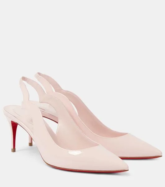 Туфли-лодочки Hot Chick Sling 70 из кожи с открытой пяткой Christian Louboutin, цвет poupee/lin poupee