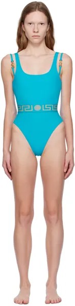 Синий - Цельный комбинезон 95 Greca с каймой Versace Underwear