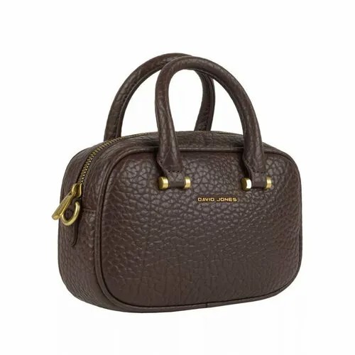 Сумка сэтчел DAVID JONES, фактура зернистая, коричневый