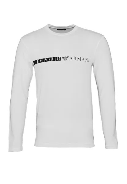 Лонгслив Emporio Armani Emporio Armani Shirt Unifarbenes Langarmshirt mit Rundhals und Megalogo, белый