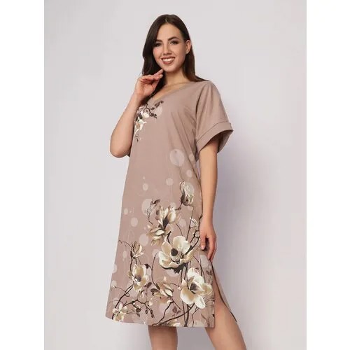 Платье Style Margo, хлопок, повседневное, размер 58, коричневый, бежевый