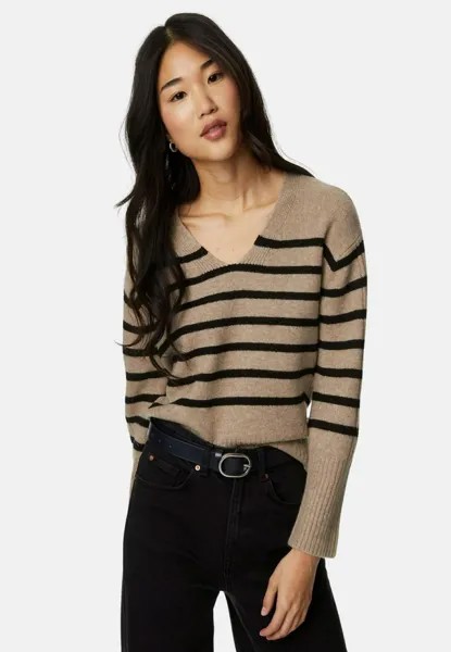 Вязаный свитер Striped V-Neck Relaxed Marks & Spencer, цвет cappuccino