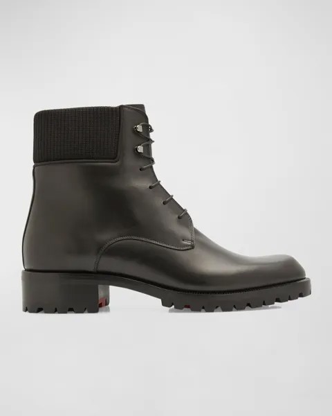 Мужские кожаные армейские ботинки Trapman на красной подошве Christian Louboutin, цвет Black