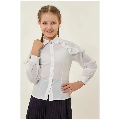 Школьная блуза Colabear, длинный рукав, размер 122, белый