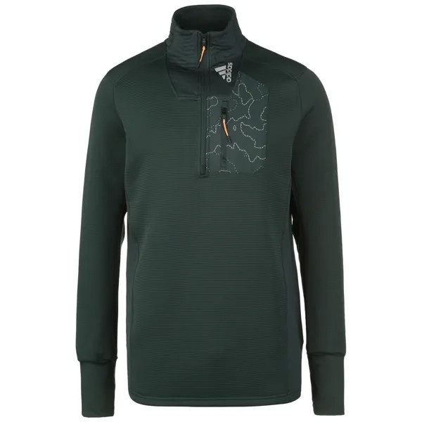 Лонгслив adidas Performance COLD.RDY X CITY 1/4 ZIP, цвет dunkelgrün/silber