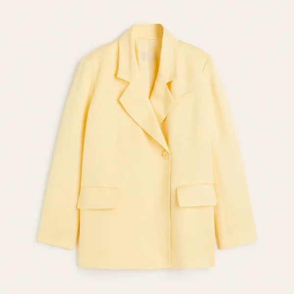 Пиджак H&M Double-breasted Linen-blend, светло-желтый