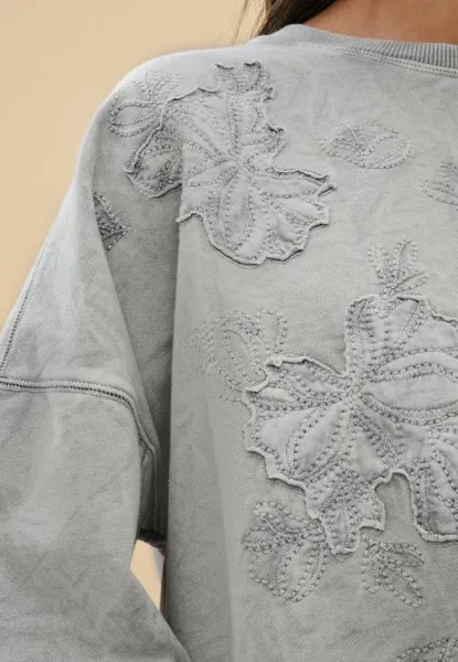 Толстовка WASHED APPLIQUE FLORAL CREW NECK REGULAR FIT Next, серый