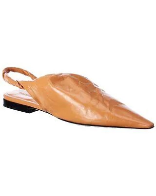 Женские кожаные туфли на плоской подошве Bottega Veneta коричневые 35,5