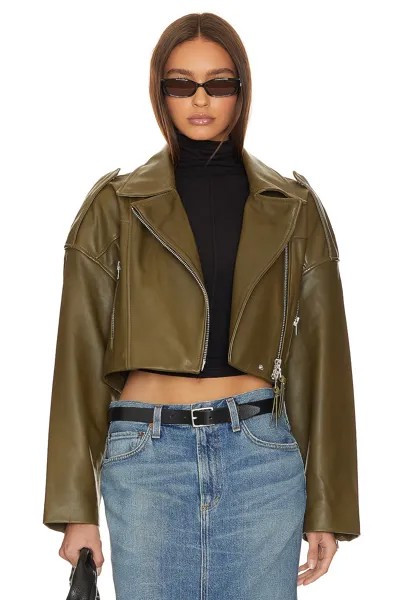 Куртка AGOLDE X Shoreditch Ski Club Remi Cropped Leather Biker, цвет Grass