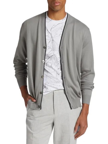 Хлопковый кардиган с поп-типом Saks Fifth Avenue, цвет Gull