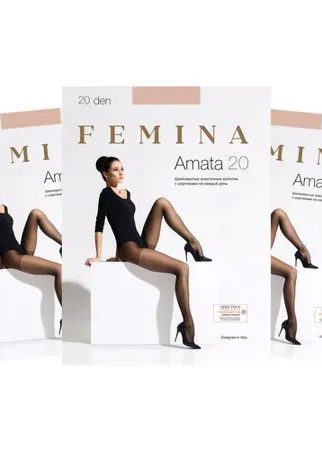 Женские колготки Femina, Amata 20 den набор 3 шт., телесный, размер 4