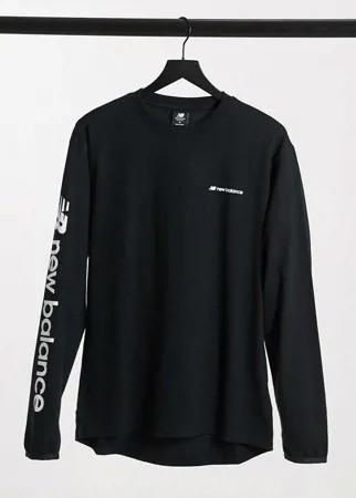 Черный лонгслив New Balance-Черный цвет