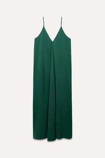 Платье Zara Flowing Voluminous, темно-зеленый