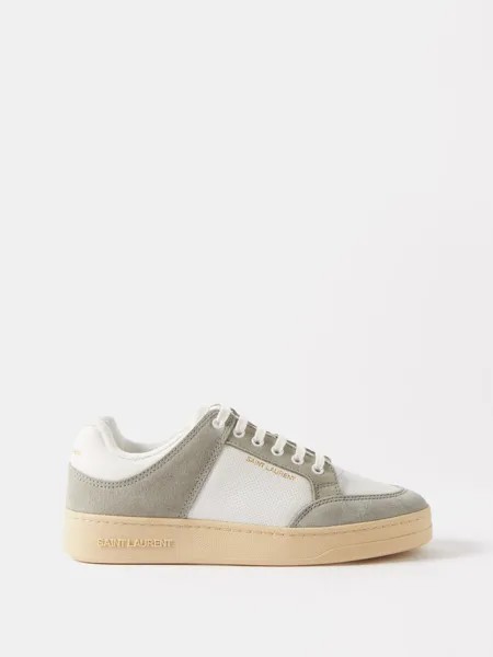 Низкие кроссовки sl61 из кожи и замши Saint Laurent, белый