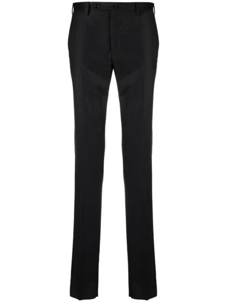 Incotex pressed-crease virgin wool slim-cut trousers, черный