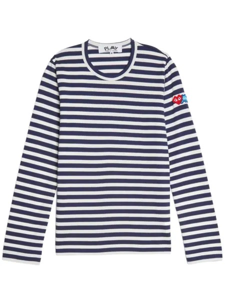 Comme Des Garçons Play полосатый топ из коллаборации с Invader, синий