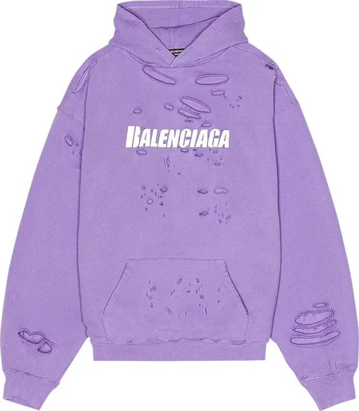 Худи Balenciaga Destroyed Hoodie 'Light Purple/White', фиолетовый