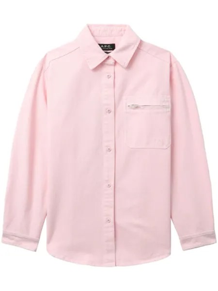 A.P.C. джинсовая рубашка Tina с вышитым логотипом, розовый