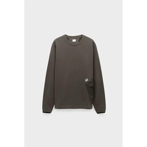 Толстовка C.P. Company diagonal fleece mixed pocket sweatshirt, размер 52, серый