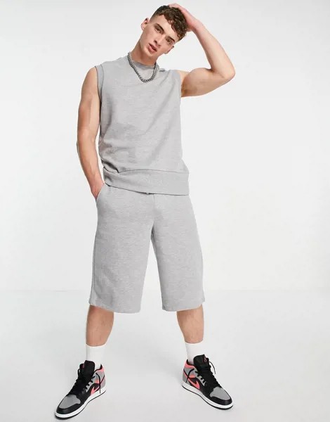 Серая меланжевая трикотажная oversized-майка от комплекта ASOS DESIGN-Серый