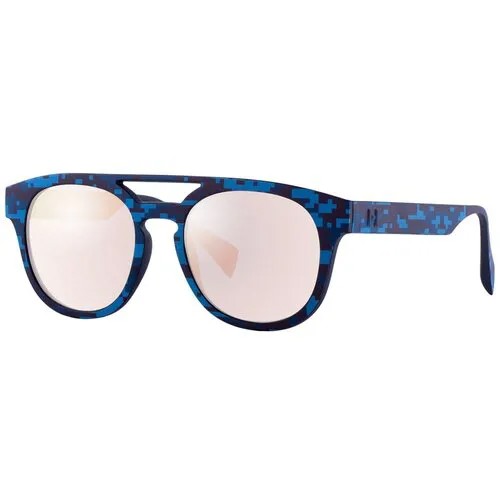 Солнцезащитные очки Italia Independent, квадратные, оправа: пластик, зеркальные, голубой