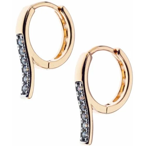 Серьги конго XUPING JEWELRY, фианит, размер/диаметр 13 мм., золотой