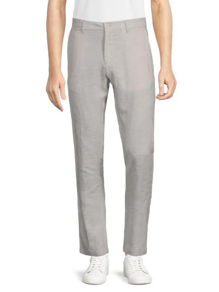 Брюки из льняной смеси с плоской передней частью Saks Fifth Avenue, цвет Wolf Grey