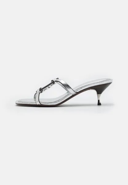 Тапочки Geo Miller Low Heel Tory Burch, цвет silver