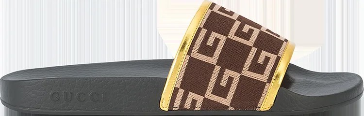 Сандалии Gucci Pursuit 72 Knit Slide Brown Gold, коричневый