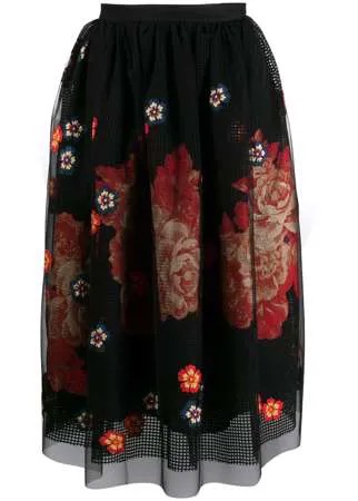 Biyan юбка миди с цветочной вышивкой