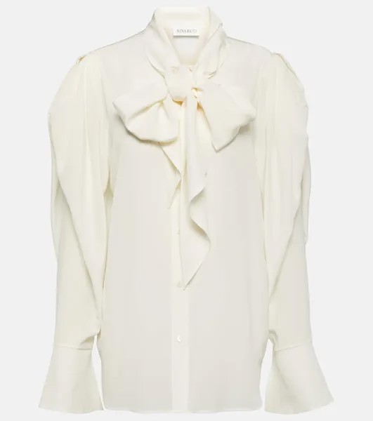 Блузка из шелкового крепдешина Nina Ricci, белый