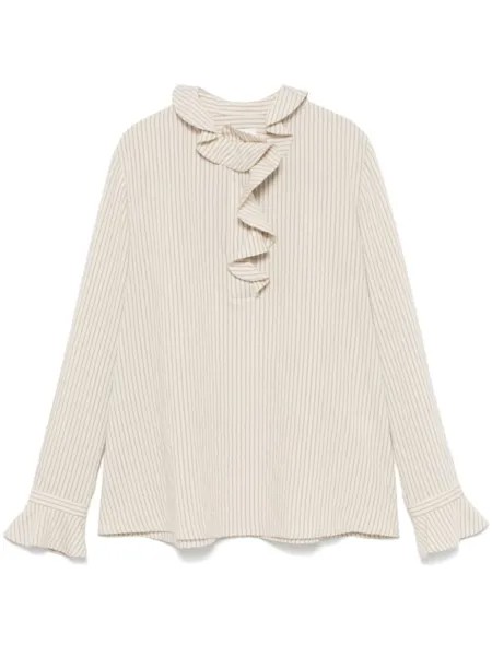 Claudie Pierlot полосатая блузка с оборками, нейтральный цвет