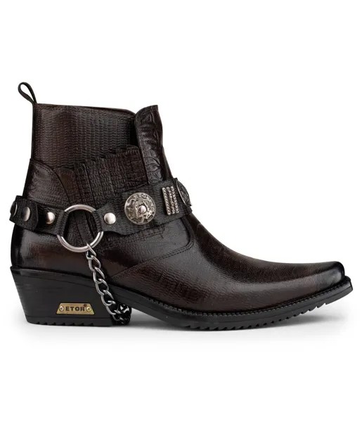 Мужские коричневые кожаные ботинки Winklepicker в стиле вестерн-готики Infinity Leather, коричневый