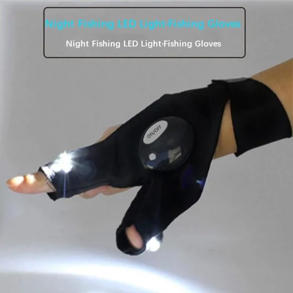 Led Рыбалка Половина палец Перчатки Половина пальца Спортивное освещение Рыболовные перчатки Открытые светящиеся перчатки с подсветкой