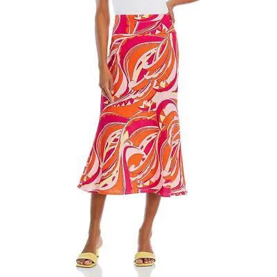 Cult Gaia Женская оранжевая льняная юбка миди с принтом пейсли M BHFO 4024