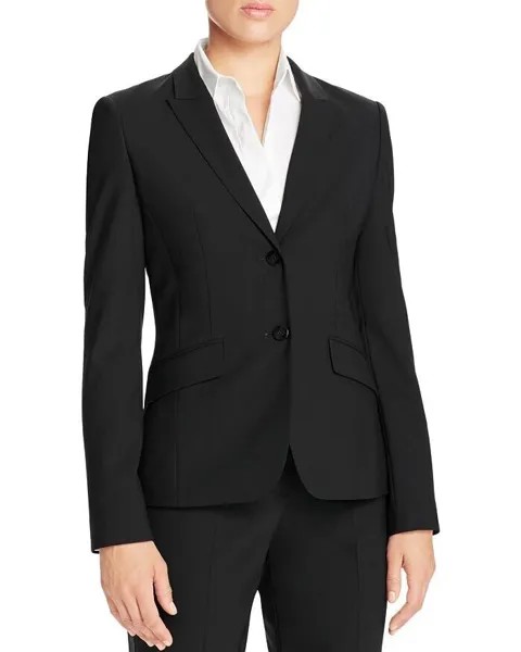 Черный пиджак из смесовой шерсти с двумя пуговицами HUGO BOSS Julea Gsu, куртка 2US XS 6UK IT38