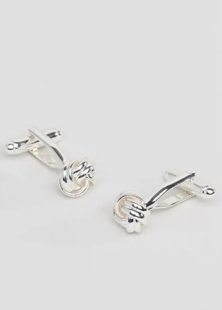 Серебристые запонки в виде узлов ASOS DESIGN-Серебряный
