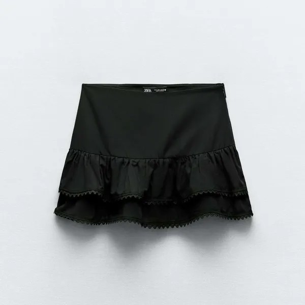 Юбка-мини Zara Frilled, черный