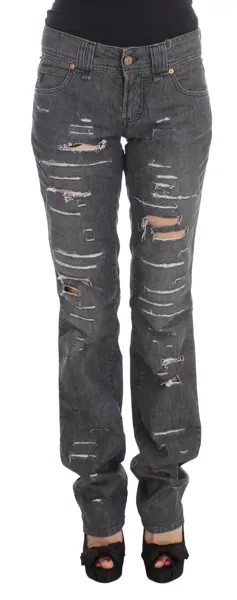 JOHN GALLIANO Брюки Джинсы Серые хлопковые рваные джинсы прямого кроя W26 Рекомендуемая розничная цена 480 долларов США