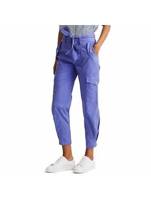 RALPH LAUREN Женские синие брюки-карго с завязками на молнии и поясом с манжетами и высокой талией 12