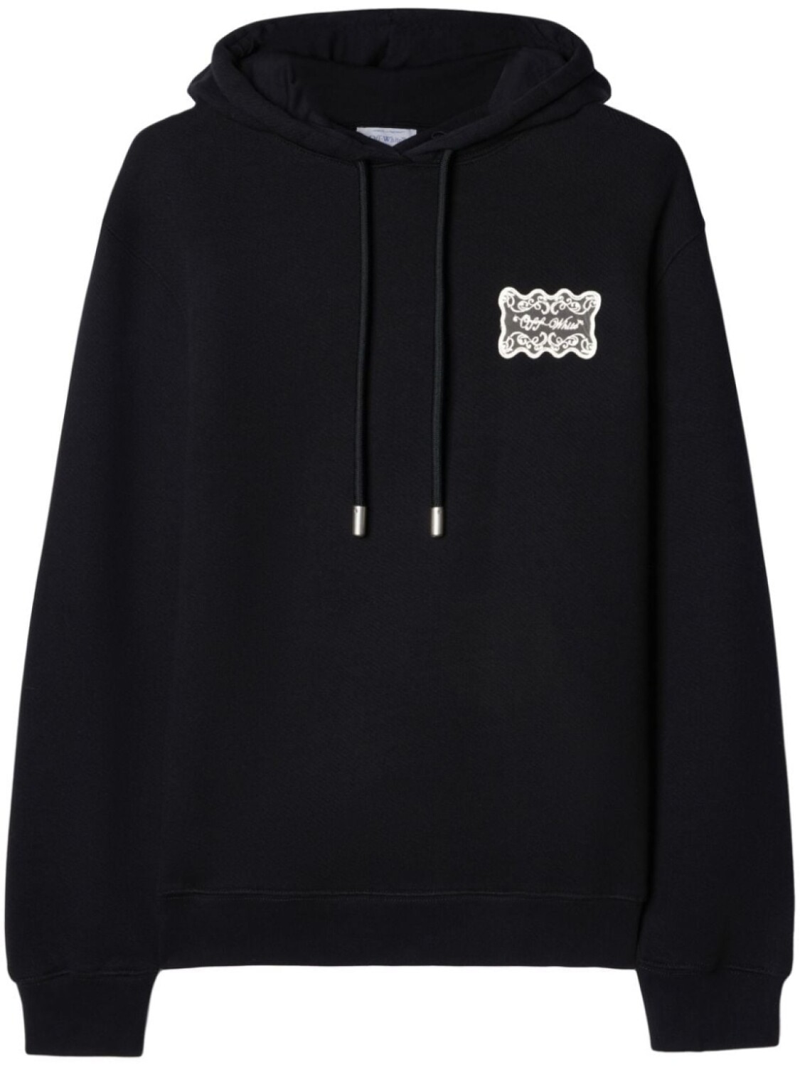 Off-White толстовка с капюшоном из хлопка с кружевной аппликацией логотипа, черный