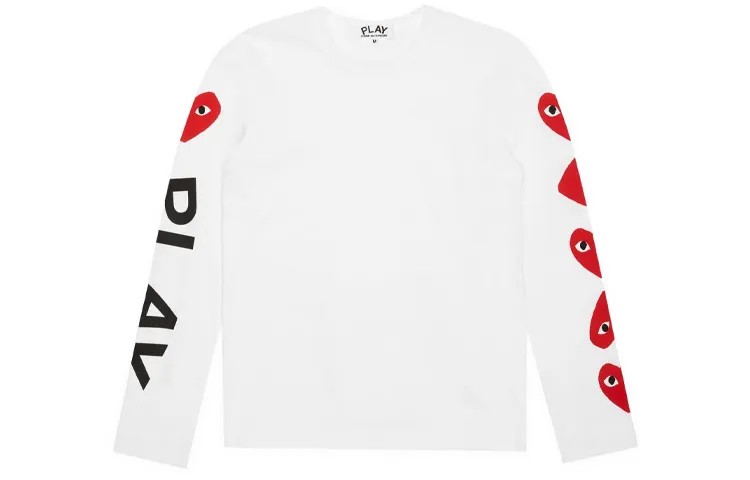 Футболка Comme des Garçons Play Red Multi Heart L/S Белая