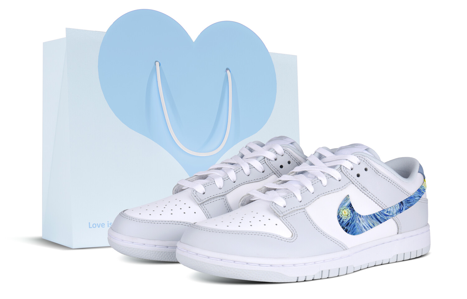 Кроссовки Nike Dunk Skateboarding Shoes Unisex Low-top White/gray/blue, белый/серый