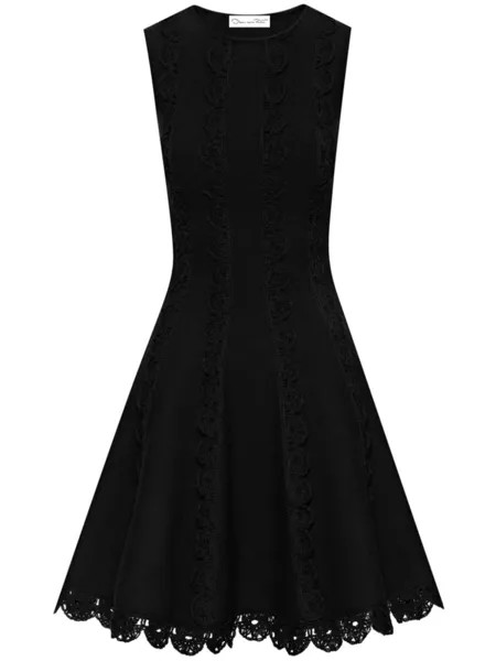 Расклешенное платье мини с фестонами Oscar de la Renta, черный