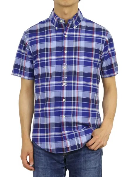 Polo Ralph Lauren SS Тонкая оксфордская рубашка с короткими рукавами и карманом в клетку синего/белого цвета