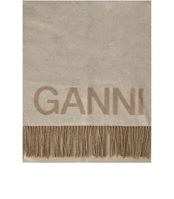 Женский кремовый шарф с логотипом Ganni