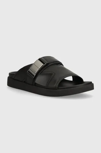 Кожаные шлепанцы Calvin Klein, черный