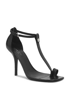 Женские черные кожаные босоножки на каблуке-шпильке BURBERRY Stefanie с квадратным носком, размер 37,5