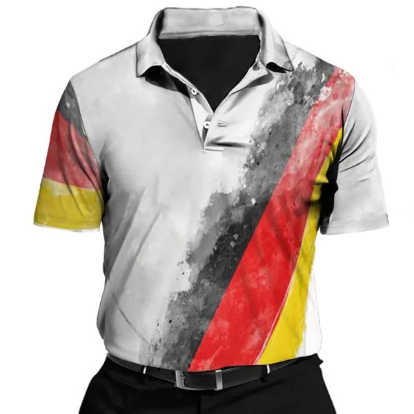 Мужская футболка с принтом немецкого флага для гольфа Sports Leisure POLO